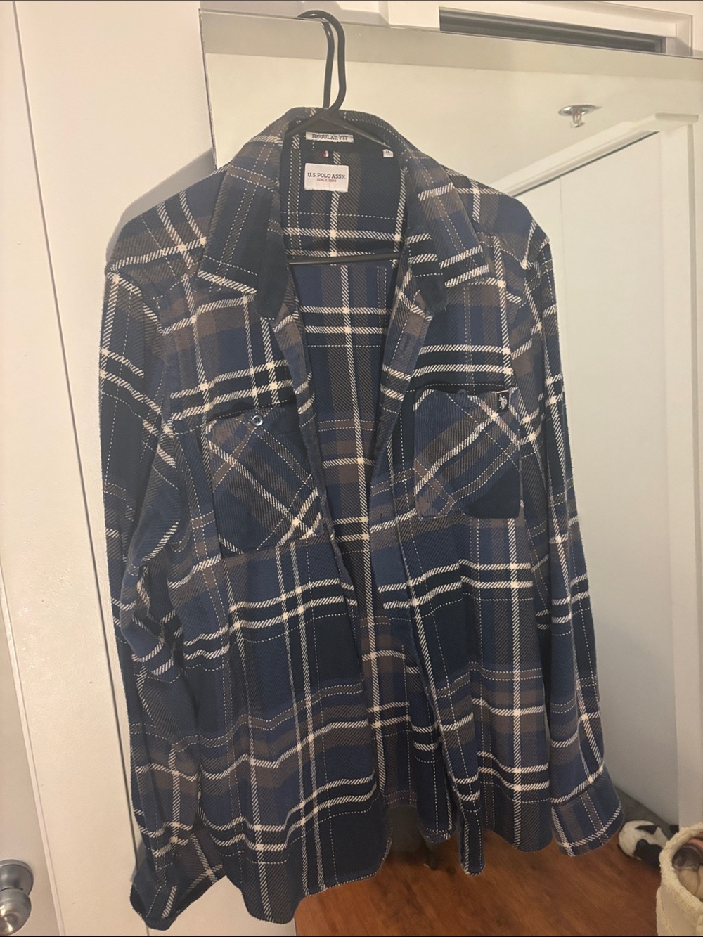 U.S. Polo Assn. Navy Blue Plaid Blazer Jacket